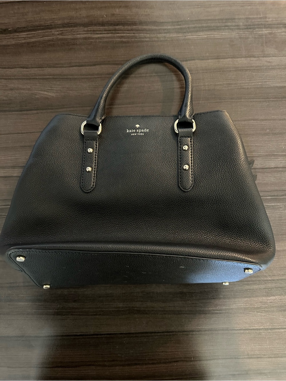 kate spade Black Pebbled Leather Satchel with Gold Hardware